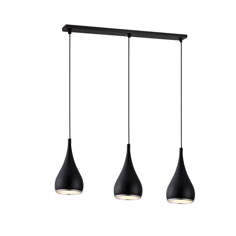 Iron minimalist chandelier lamp in black finish with three-head disc configuration for ceiling mounting