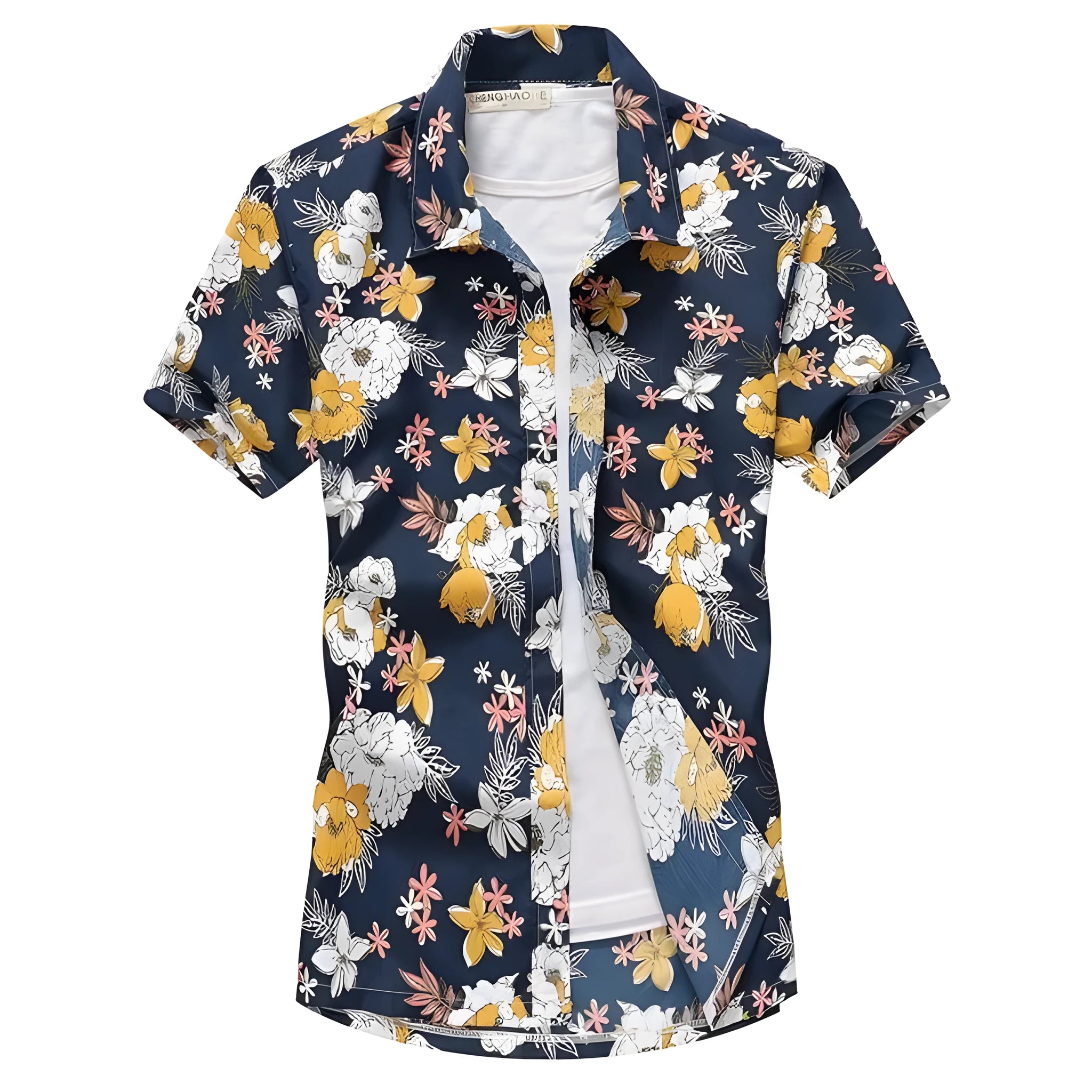 Linen aloha shirt for men short sleeves stand-up collar casual style multiple colours available