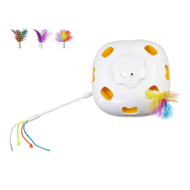 Automatic self-play cat teaser toy in picture colour, plastic construction.