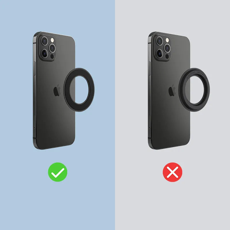 Magnetic ring mobile phone holder in Athens black for Apple Samsung car and wall mount