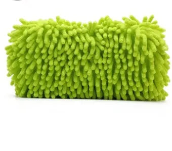 Silvery green chenille microfiber car wash sponge measuring 14x25cm