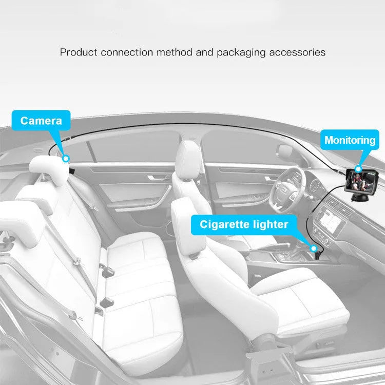 5-inch AHD car monitor with infrared night vision camera for baby monitoring, 1080P, 110-degree viewing angle