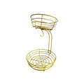 Double-layer wrought iron fruit basket in black or gold for restaurant and kitchen storage