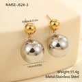 A pair of round bead geometric ear studs with a colour-block electroplated finish on stainless steel.