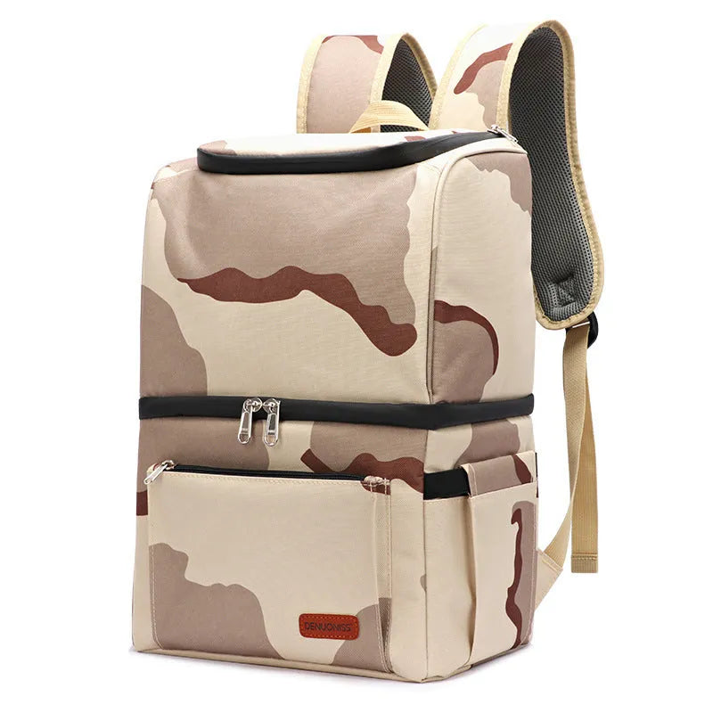 Blue insulated waterproof backpack with double layer cooling compartment and 22-litre capacity