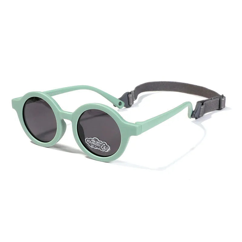 Children's round frame polarised sunglasses with UV400 protection for 0-3 year olds in various colours
