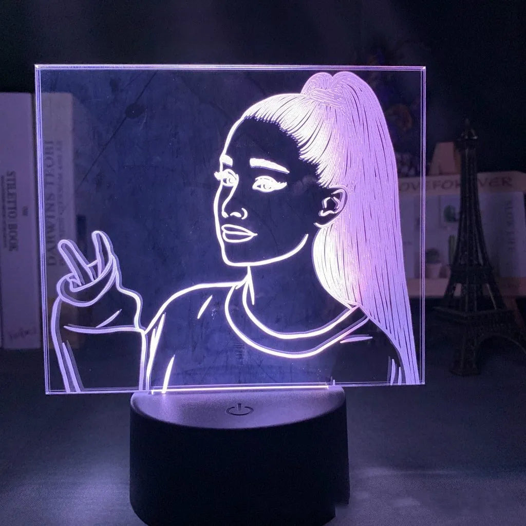 A European-style 3D acrylic night light on a colourful black base, showing its dimensions and translucent material.