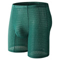 Men's solid colour lace boxer shorts with hip lifting shaping design