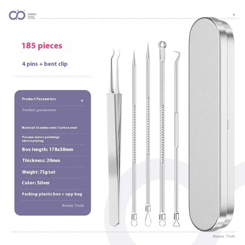 Four metal acne needles with ultra fine points, shown in assorted colours from a 33-option range.