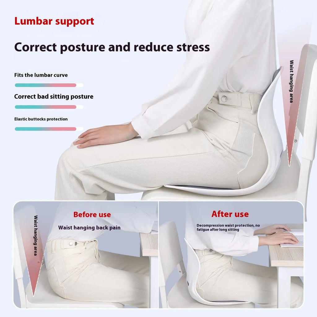 Japanese style lumbar support cushion in grey or black with waist and back support for chairs