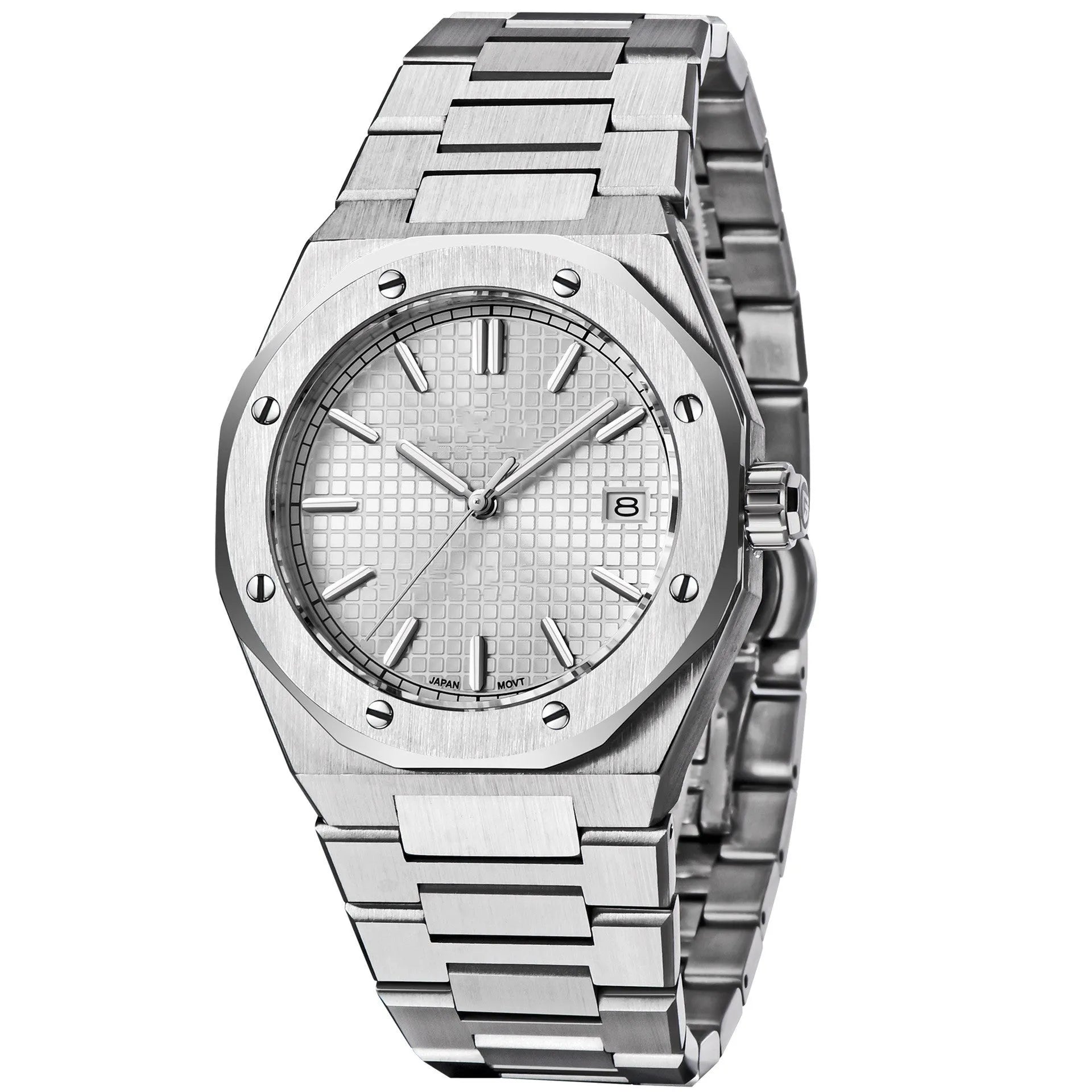 Men's stainless steel automatic mechanical watch with 40mm dial, NH35A movement, luminous hands, and sapphire glass