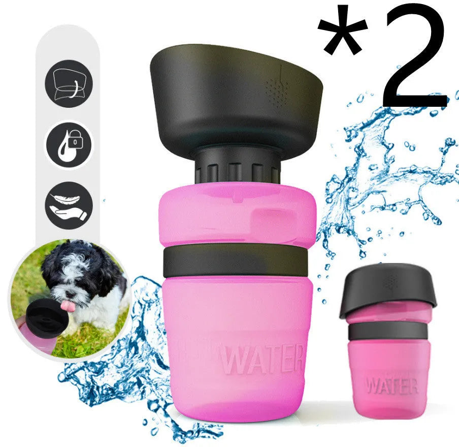 New improved creative silicone pet water bottle 520ml in sky blue with squeeze cap for dogs
