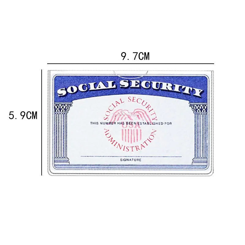 Transparent PVC social security card holder showing clear waterproof cover for ID cards with urban simplicity design