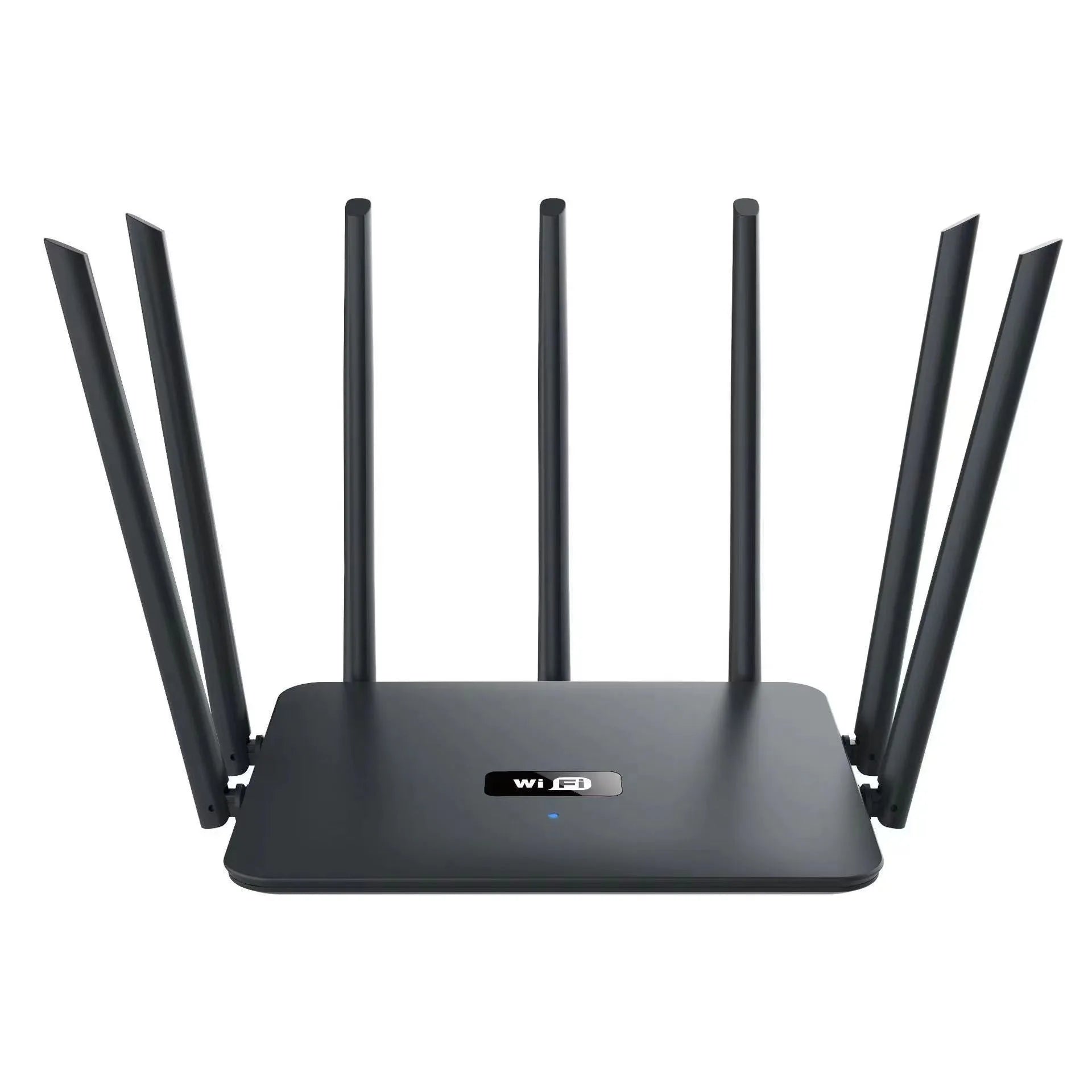 Black and white dual-band 5G gigabit router with multiple antennas for whole-house wall-through WiFi coverage