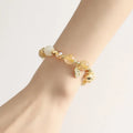 Gold electroplated bracelet with genuine rutilated quartz crystal in Korean style design