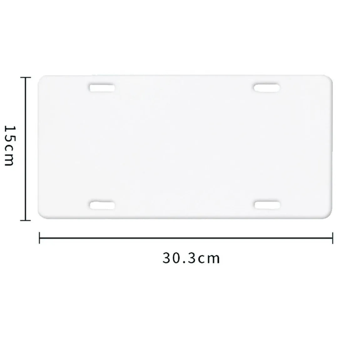 White aluminium license plate blank, 30.3cm x 15cm, available in 0.22mm to 1mm thickness