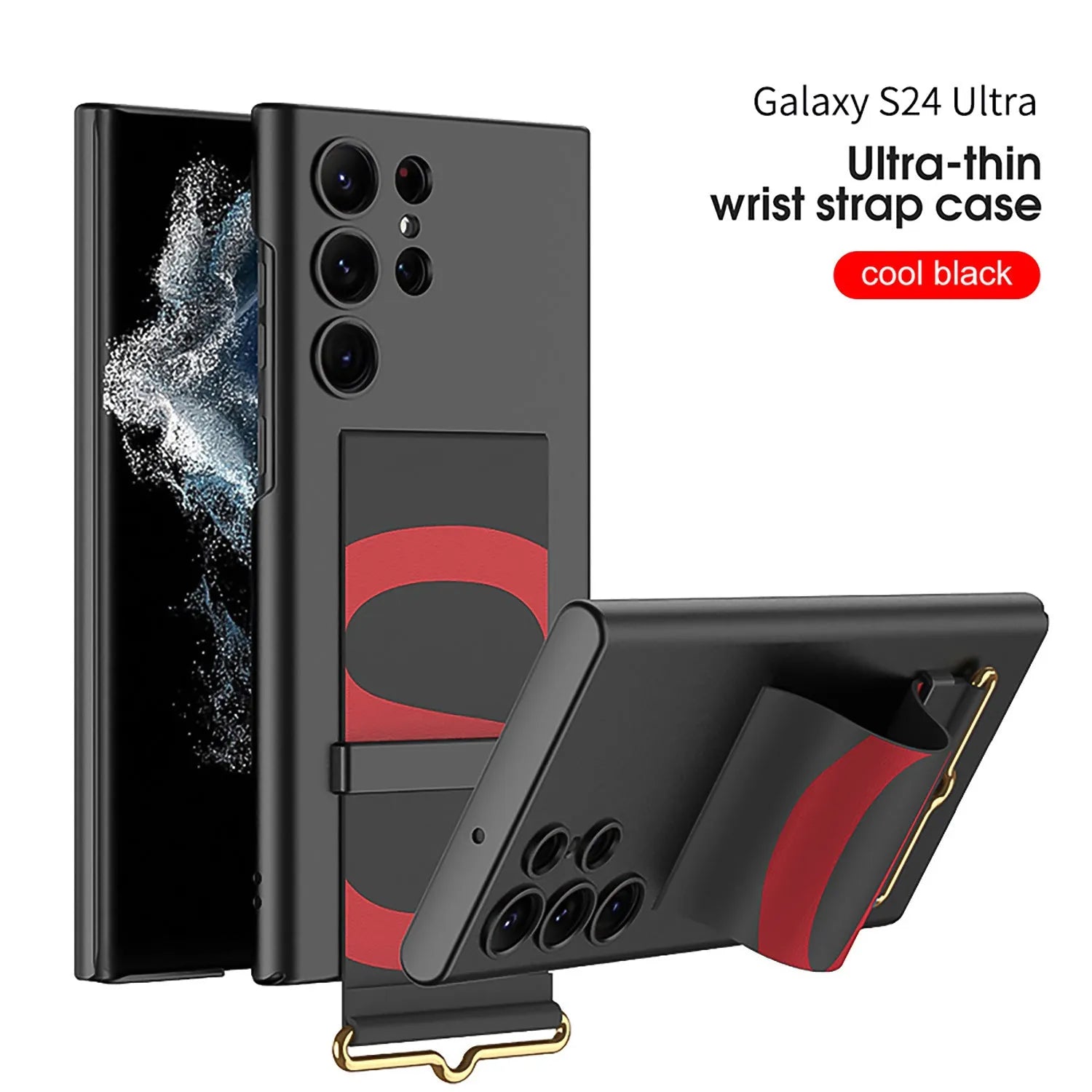 Ultra-thin PC phone case in carbon fiber pattern with bracket for Samsung Galaxy S23 Ultra