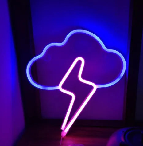 Blue cloud and warm lightning neon lamp with USB power cable and acrylic construction