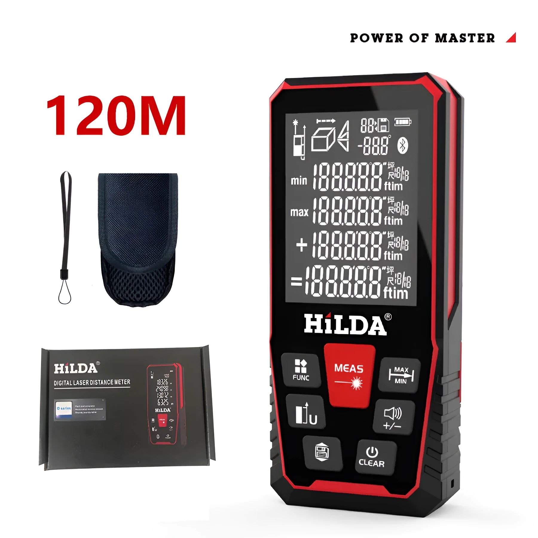 Handheld laser rangefinder distance measuring device with plastics housing for room and building measurement