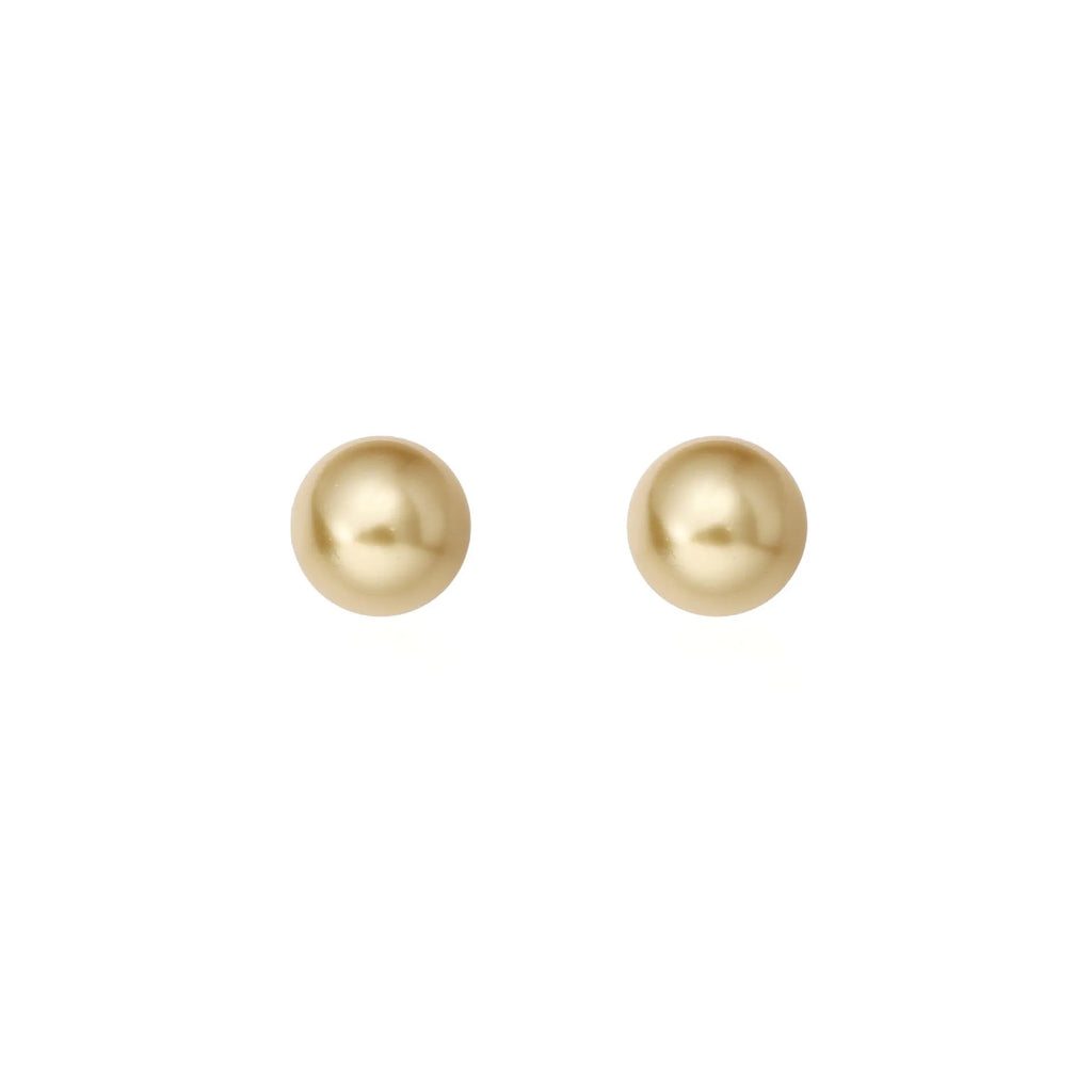 Large geometric pearl stud earrings for women with an eight-point star detail on a silver setting.