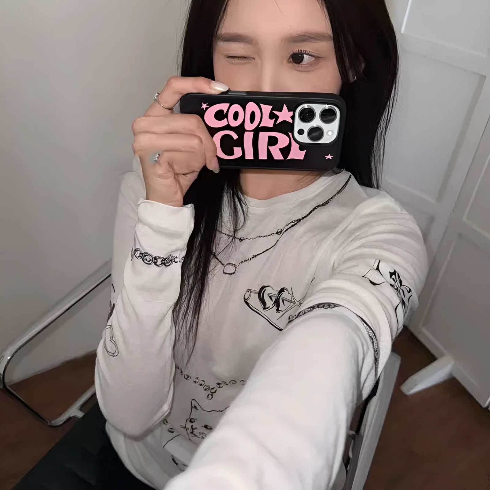 Black Pink silicone phone case with printed star pattern for Apple iPhone