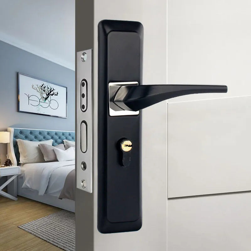 Household indoor split magnetic door lock handle for timber doors with aluminium alloy construction