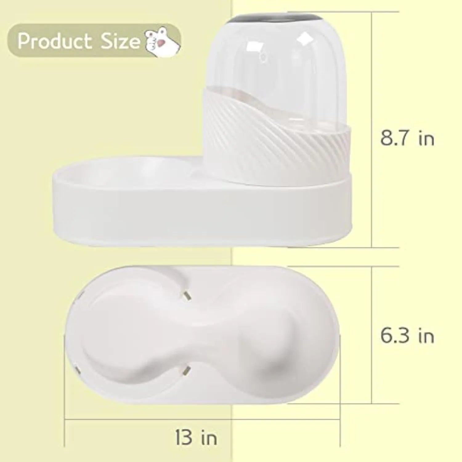 White automatic cat feeder and water dispenser set with wave-pattern design.