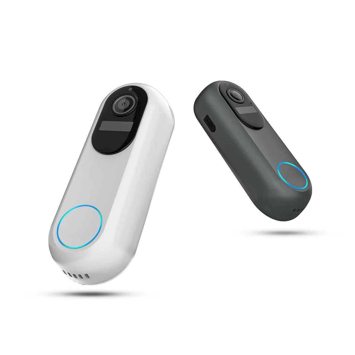 Smart visual doorbell intercom with 1080P camera and detachable 5000mAh battery, black or white options.