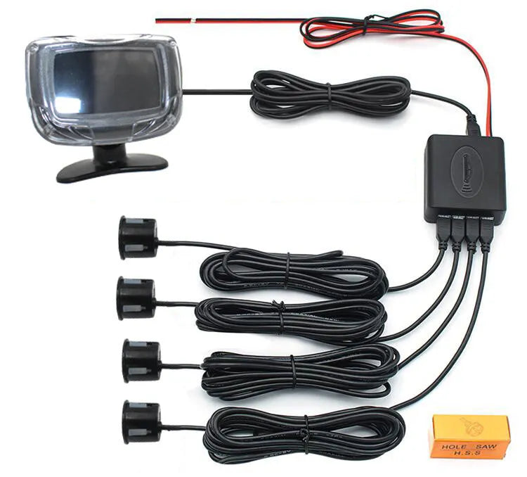 Wireless vehicle reversing sensor kit with digital display and four embedded probes
