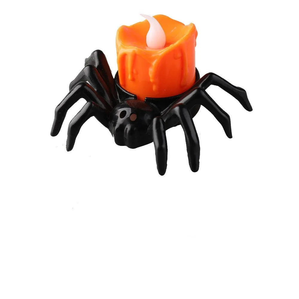Halloween spider candlestick ornament plastic 7x8.5x5cm battery-powered light Spider lamp colour