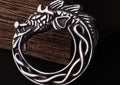 Nordic Viking titanium steel dragon pendant necklace in steel colour with optional 3mm 60cm keel chain, unisex retro geometric design