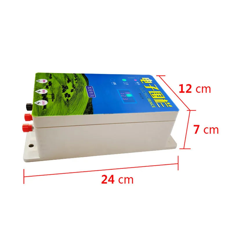 Green pasture electric fence energiser host unit with high voltage pulse technology for livestock control systems