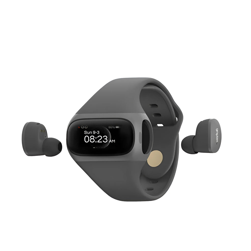 W20PRO Grey wrist wear true wireless Bluetooth headset with 1.2 inch screen and silicone wristband