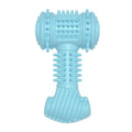 Large blue TPR bone-shaped dog chew toy with raised dotted texture for teeth cleaning.