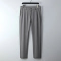Men's spinning summer business casual trousers in solid colour black, polyester fabric, micro elastic waist, sizes 29-40