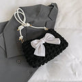 Women's horizontal square canvas handbag with sandwich pockets and single shoulder strap in street-trend style