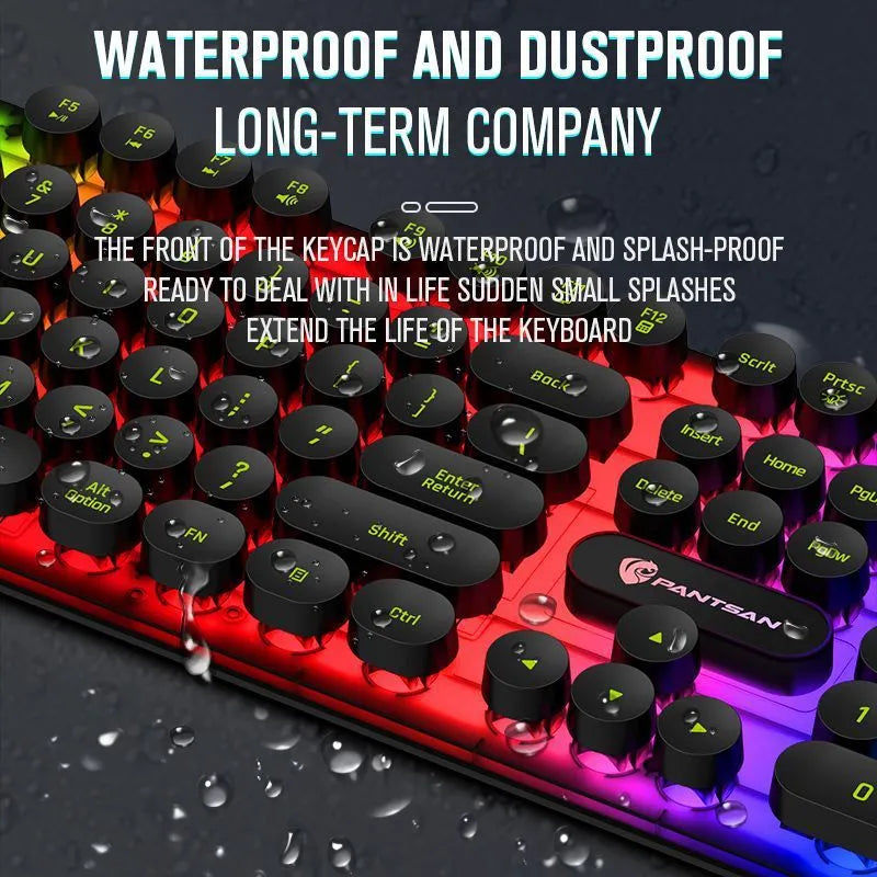 Wired USB keyboard and mouse set for desktop computer in black or white with silicone material and 1.5m cable