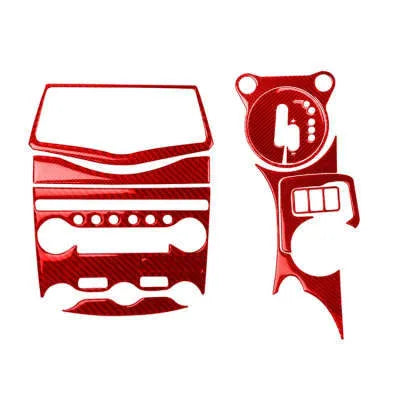 Carbon fibre 370Z central control gear multimedia panel trim set, 10-piece red, 232mm x 172mm