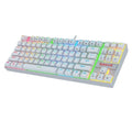 Monochrome luminous wired mechanical green axis keyboard set with mouse and headphones on a desk