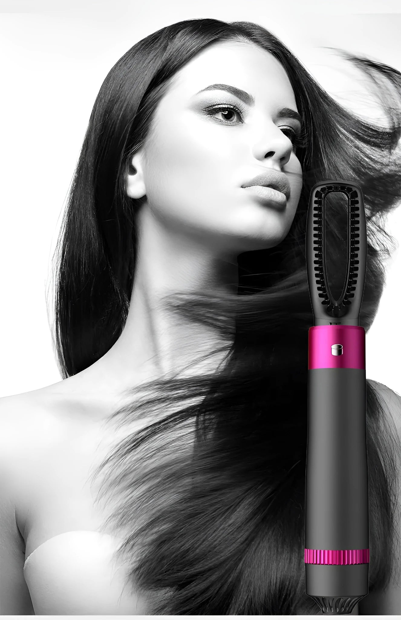 Dyson grey 5-in-1 hair dryer brush kit with multiple brush attachments and a 1.8m cord