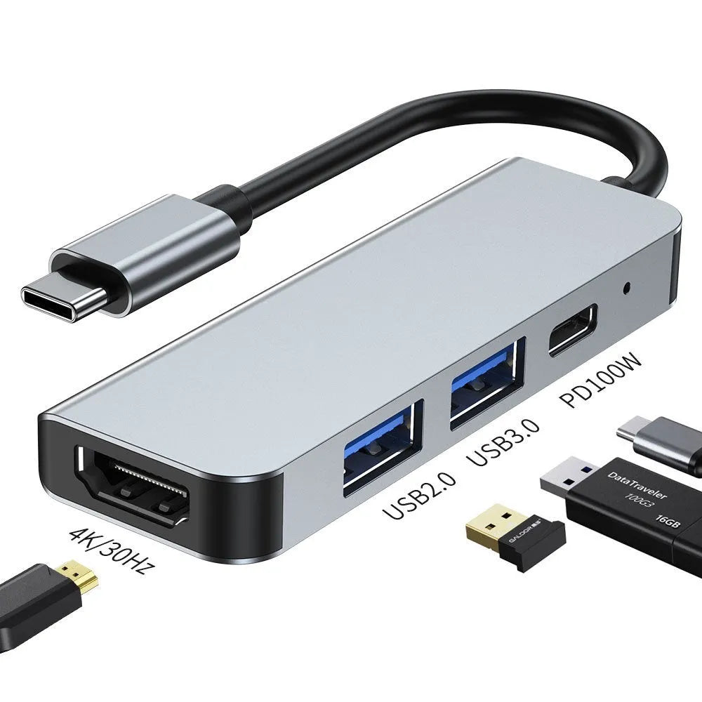 Portable six-in-one Type-C expansion dock for laptop and tablet connectivity
