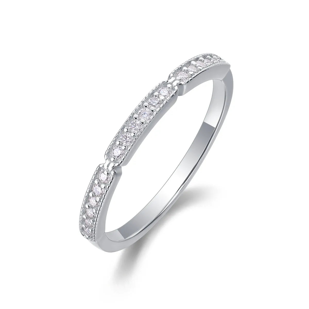 Moissanite wedding ring set in S925 silver with platinum plating, shown in golden, platinum, and rose gold finishes, sizes 5 to 9, with gift box and GRA certificate