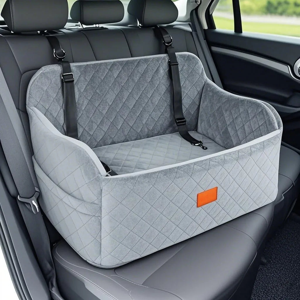 Washable cloth dog car kennel 76x48x38cm for medium and large dogs in gray, green, black or brown