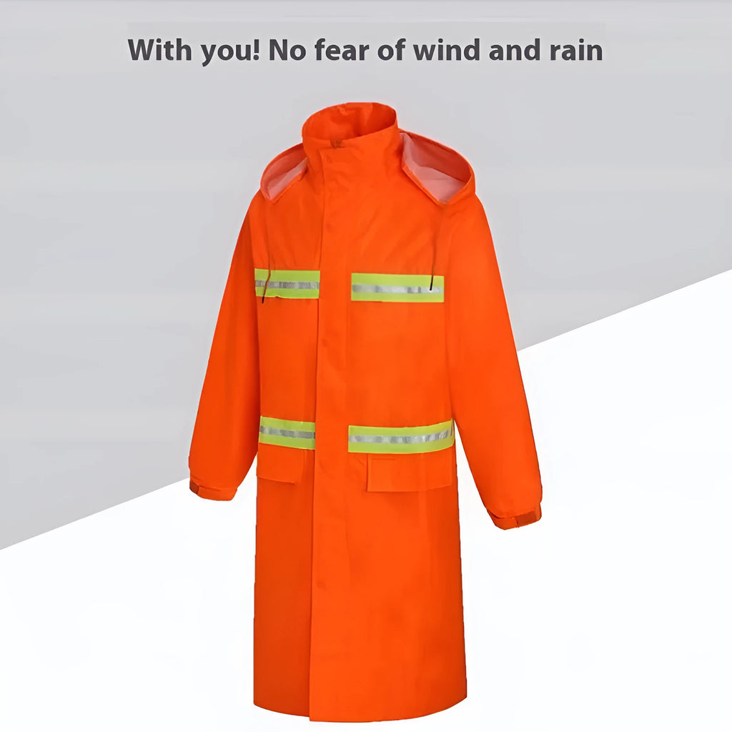 Adult long one-piece waterproof raincoat in navy blue, sizes XXL to XXXXL, full-body outdoor rain cover