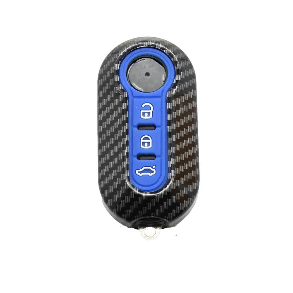 Carbon fibre pattern Fiat 500 Boyue key shell in ABS plastic