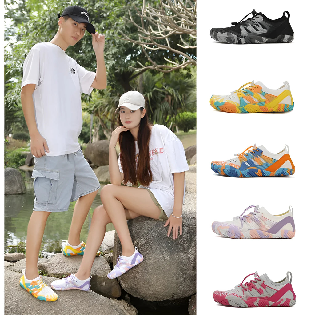Unisex quick-drying wading shoes with mesh upper and rubber sole in various colours