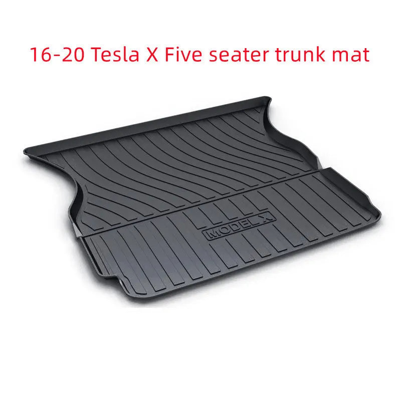 Tesla rubber car floor mat with TPE footrest section for Model 3, Y, S, and X vehicles