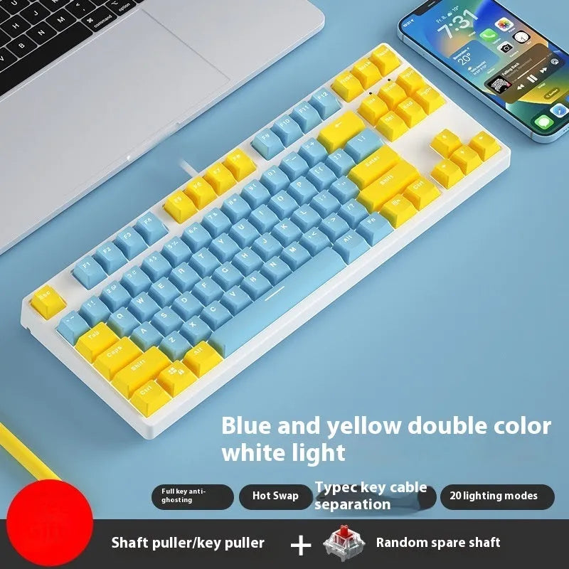87-key wired mechanical keyboard with two-colour backlighting and hot-swappable switches