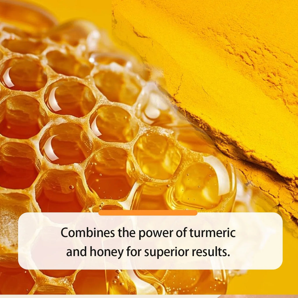 30ml amber glass bottle of turmeric honey essential oil with dropper for facial application