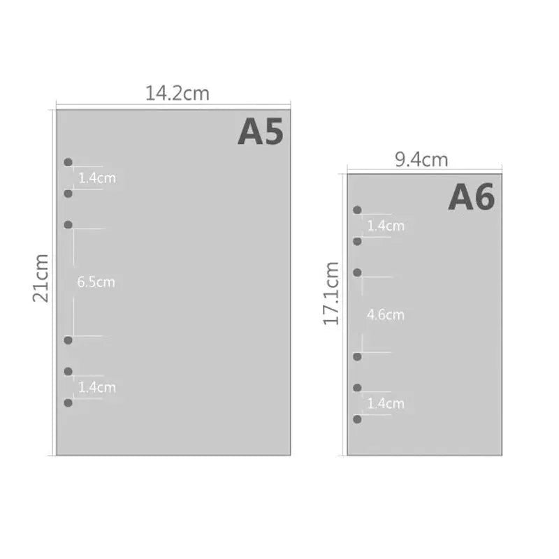 6-hole loose-leaf refill paper in A5, A6 and A7 sizes, 40 sheets of Daolin paper, blank dot square and lined options
